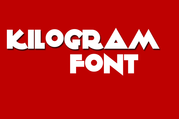 kilogram font spelling out it's name - white on red